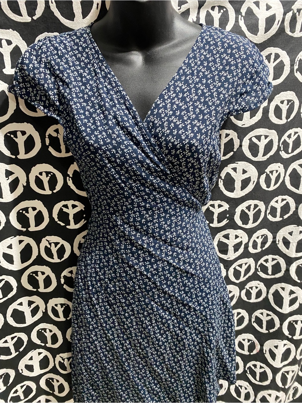 Brandy Melville Navy Floral Wrap-Style Women’s Dress